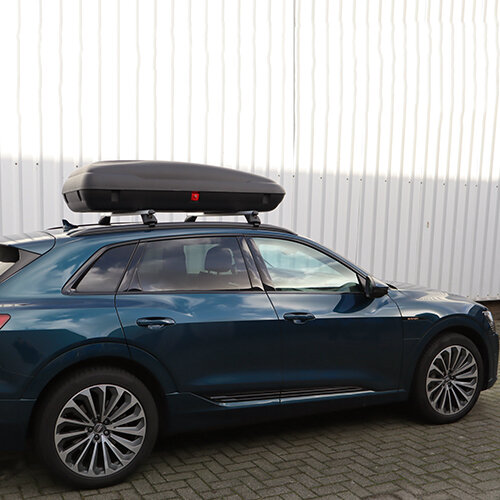 Dachbox ArtPlast 400 liter anthrazit/carbon + dachtr&auml;ger Audi Q3 2011 - 2018 f&uuml;r Geschlossene aufliegende Dachreling