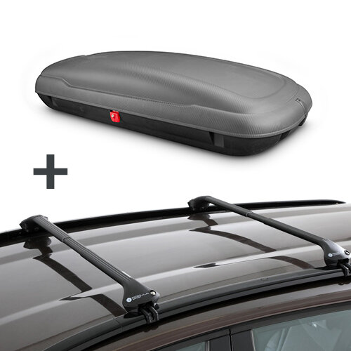 Dachbox ArtPlast 400 Liter anthrazit/carbon + Dachtr&auml;ger Fiat Panda (319) 5-t&uuml;rig Flie&szlig;heck ab 2012