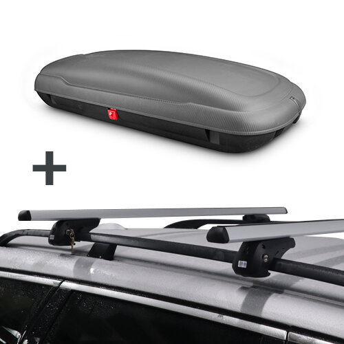 Dachbox ArtPlast 400 liter anthrazit/carbon + Dachtr&auml;gers Fiat Panda 5-T&uuml;rer Flie&szlig;heck 2003 - 2011