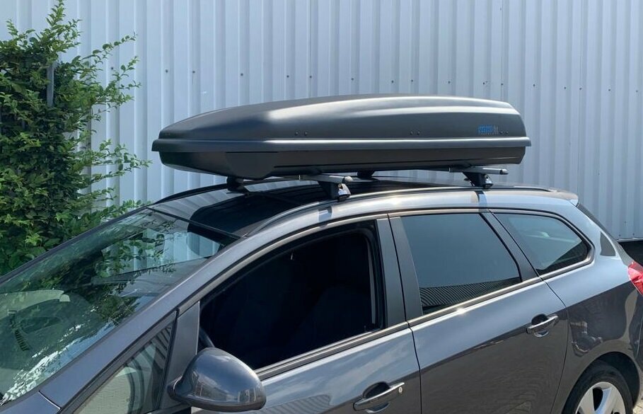 PerfectFit Dachbox 500 Liter + PerfectFit Dachtr&auml;ger Jaguar E-Pace ab 2018