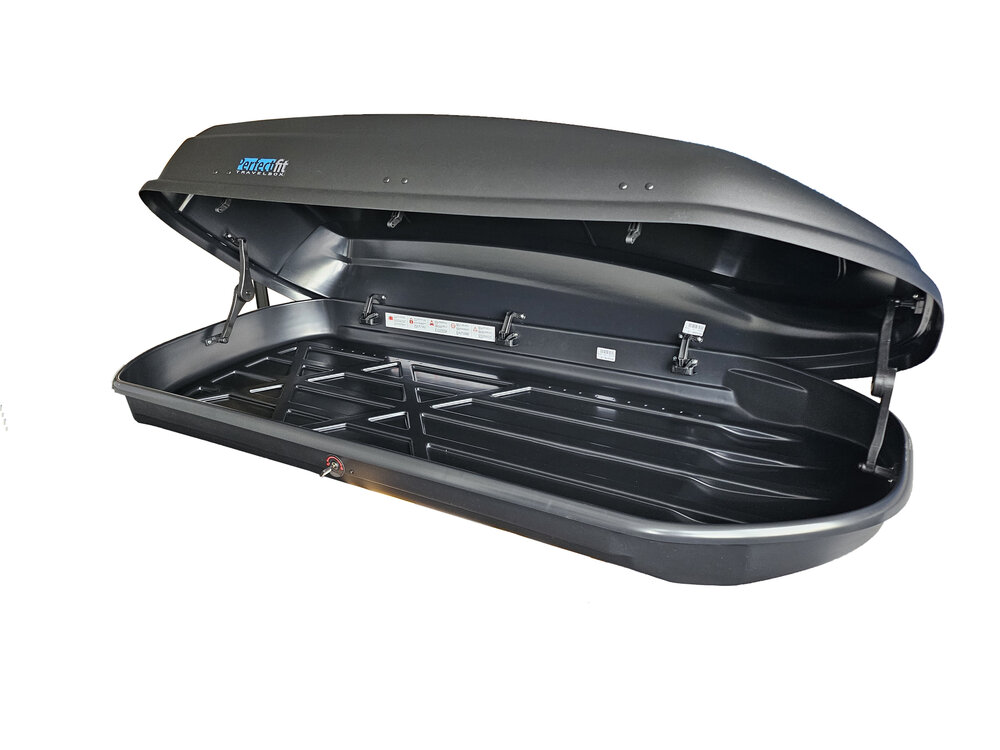 PerfectFit Dachbox 440 Liter + Nordrive Dachtr&auml;ger Jaguar E-Pace 08/2017 - 10/2024
