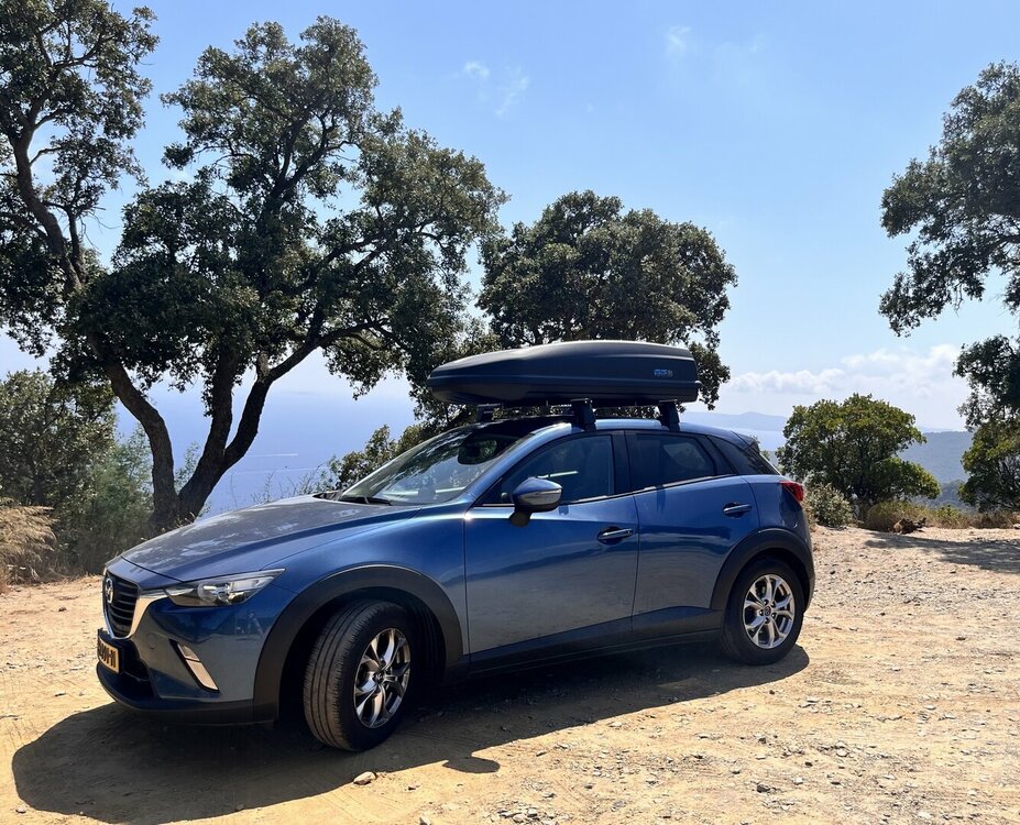 PerfectFit Dachbox 440 Liter + Nordrive Dachtr&auml;ger Jaguar E-Pace 08/2017 - 10/2024