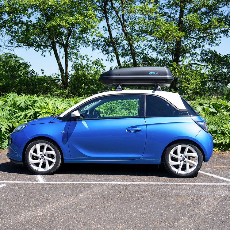 PerfectFit Dachbox 400 Liter + Nordrive Dachtr&auml;ger Honda Jazz 5-t&uuml;rig Flie&szlig;heck 09/2015 - 05/20