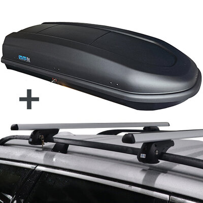 PerfectFit Dachbox 440 Liter + PerfectFit Dachtr&auml;ger Opel Frontera Sport SUV 1992 - 2004