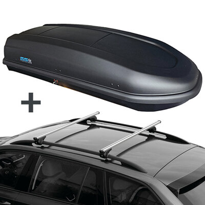 PerfectFit Dachbox 440 Liter + Nordrive Dachtr&auml;ger Ford Tourneo Courier ab 11/2023