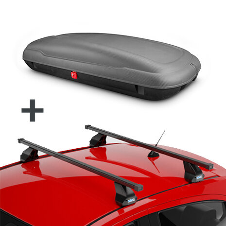 Dachbox Artplast 400 liter anthrazit/carbon + Dachtr&auml;ger Fiat Doblo Lieferwagen ab 2015