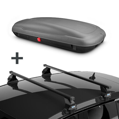 ArtPlast Dachbox 400 Liter + PerfectFit Dachtr&auml;ger Nissan Juke 5 T&uuml;rer Flie&szlig;heck 2010 - 2019