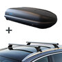 Dachbox PerfectFit 400 Liter + dachträger Nissan Qashqai (J11) 2014 - 2021 für Geschlossene aufliegende Dachreling