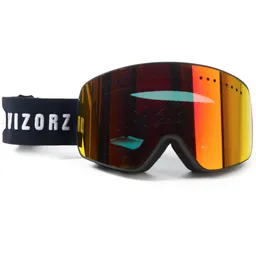 Vizorz Skibrille mit grau-roter Linse - Inklusive Hartschale und Aufbewahrungstasche