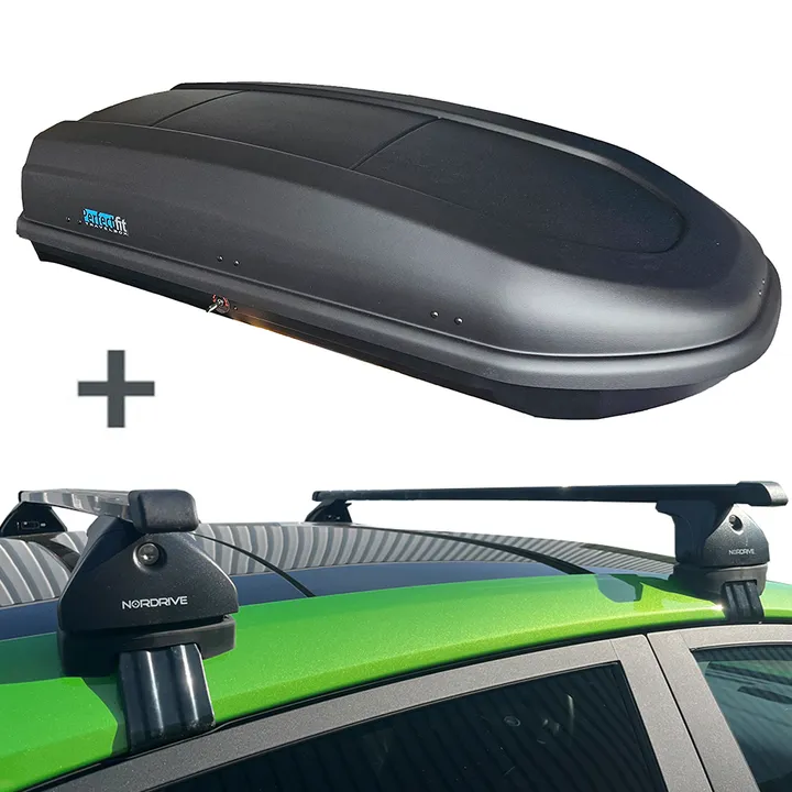 PerfectFit Dachbox 440 Liter + Nordrive Dachträger Audi A5 Sportback 5-türig Fließheck 09/2016 - 09/2024